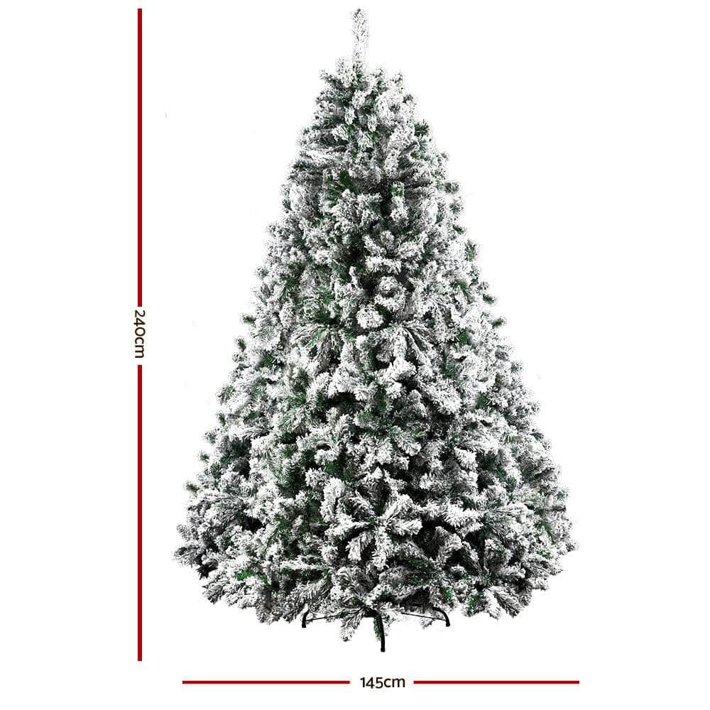 Jingle Jollys Snowy Christmas Tree 2.4M 8FT Xmas Decorations