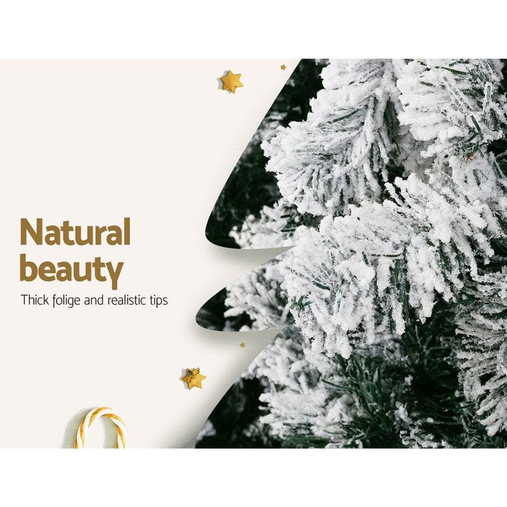 Jingle Jollys Snowy Christmas Tree 520 Tips 1.8M 6FT Xmas Decorations,Eco-friendly
