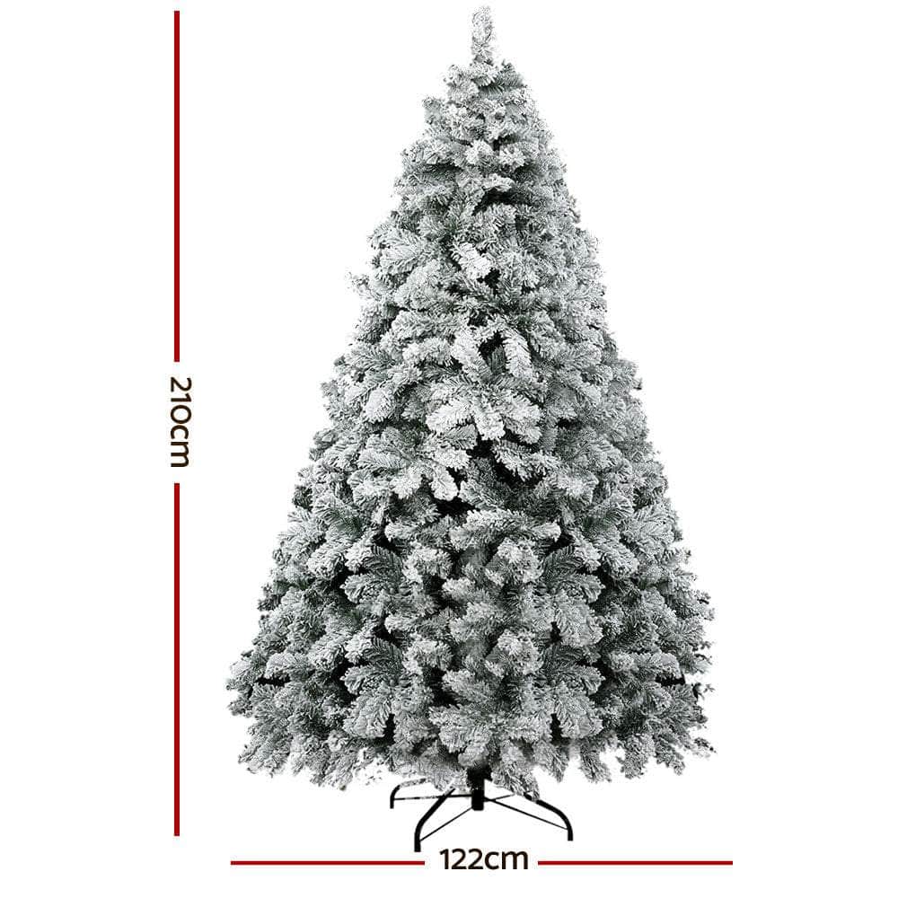 Jingle Jollys Snowy Christmas Tree 859 Tips 2.1M 7FT Xmas Decorations