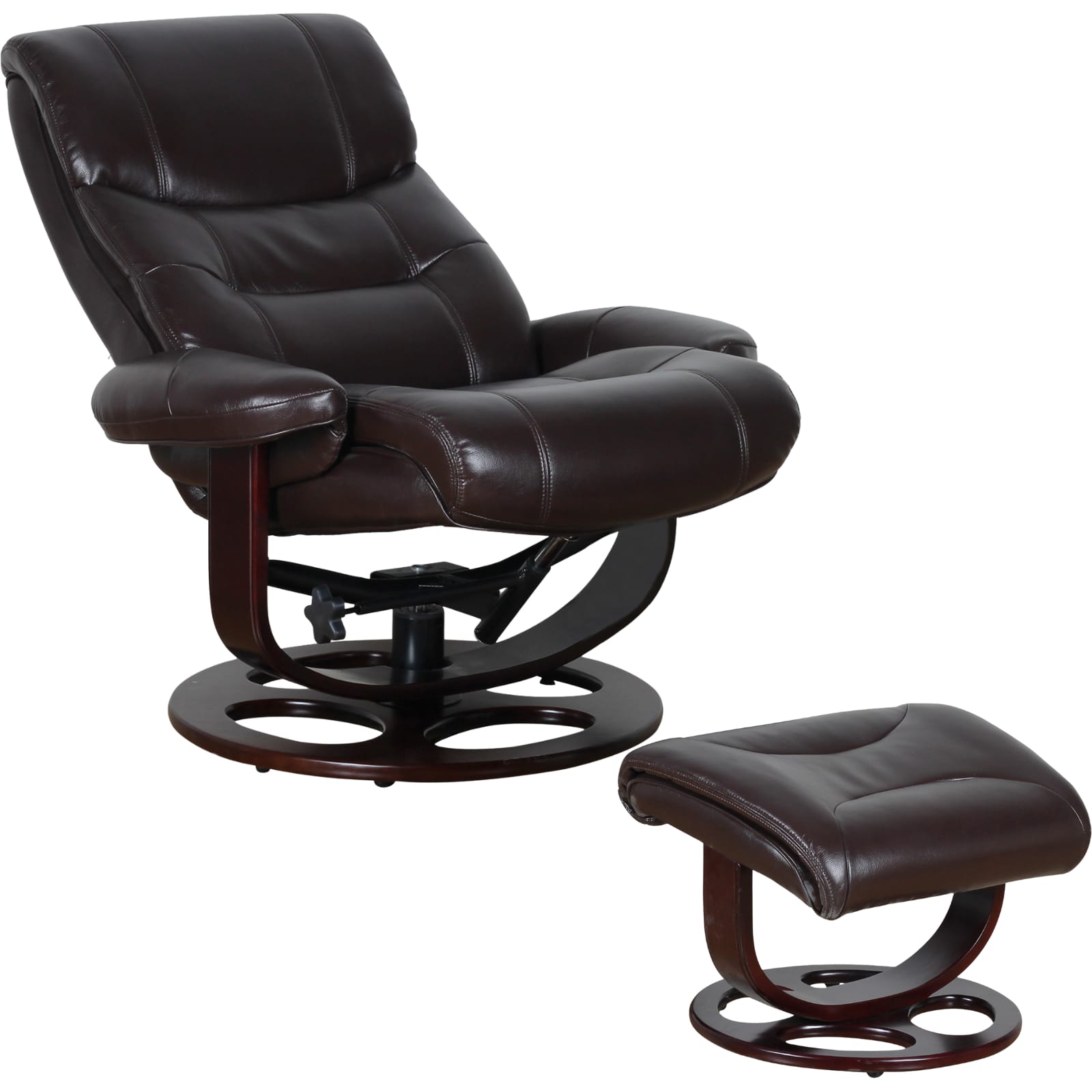 Julio Leather Reclining Lounge Arm Chair With Ottoman | Leather finish