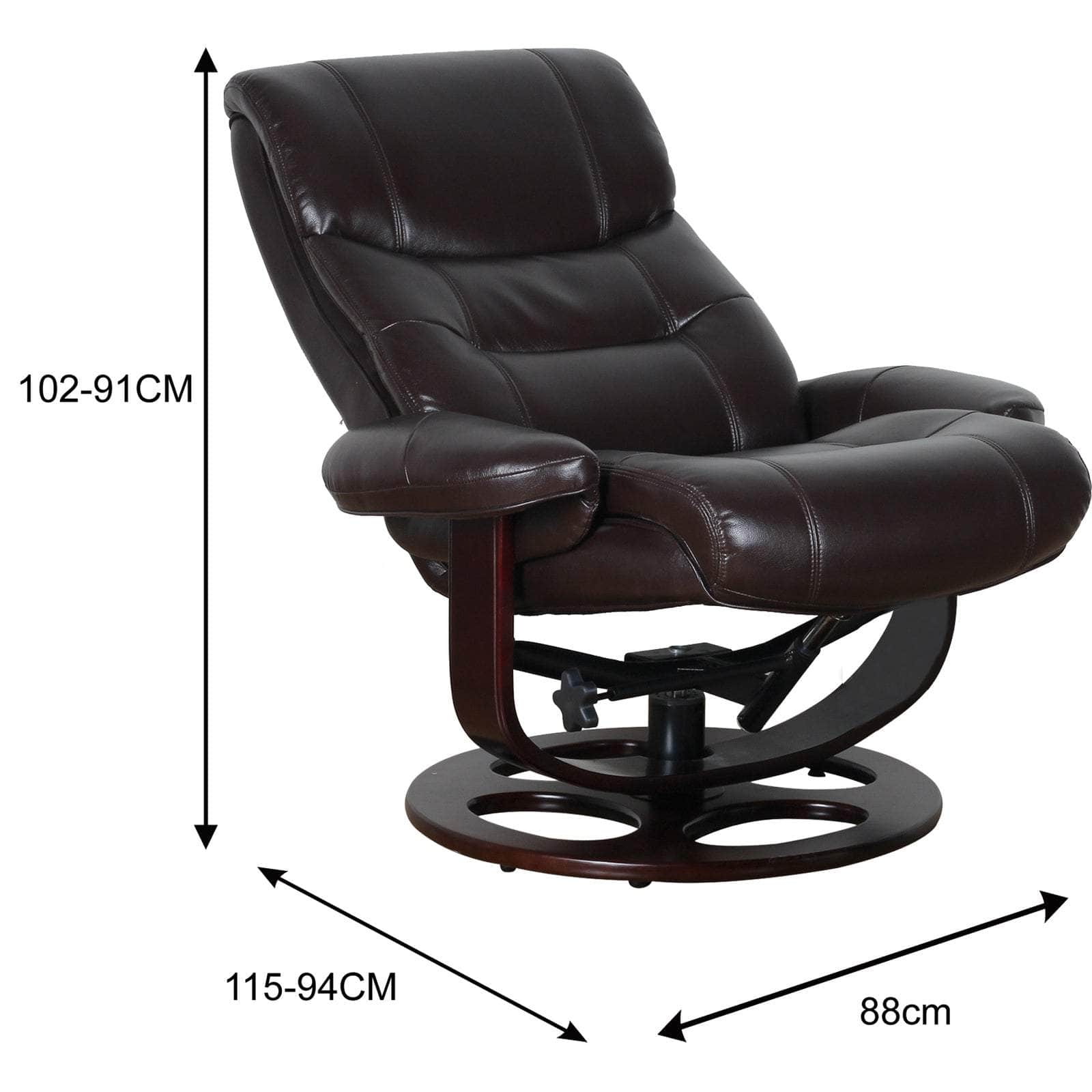 Julio Leather Reclining Lounge Arm Chair With Ottoman