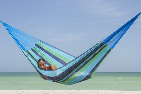 Jumbo Size Cotton Mexican Hammock in Oceanica Colour