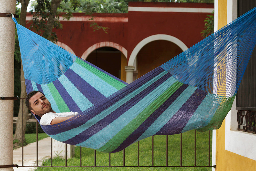 Jumbo Size Cotton Mexican Hammock in Oceanica Colour