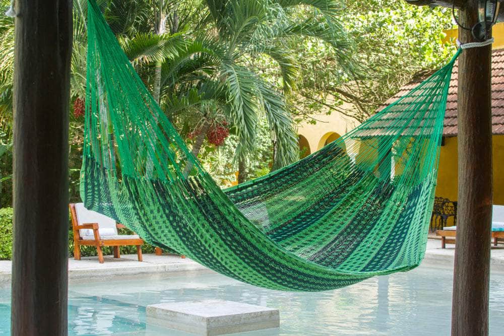 Jumbo Size Outdoor Cotton Mexican Hammock in Jardin Colour