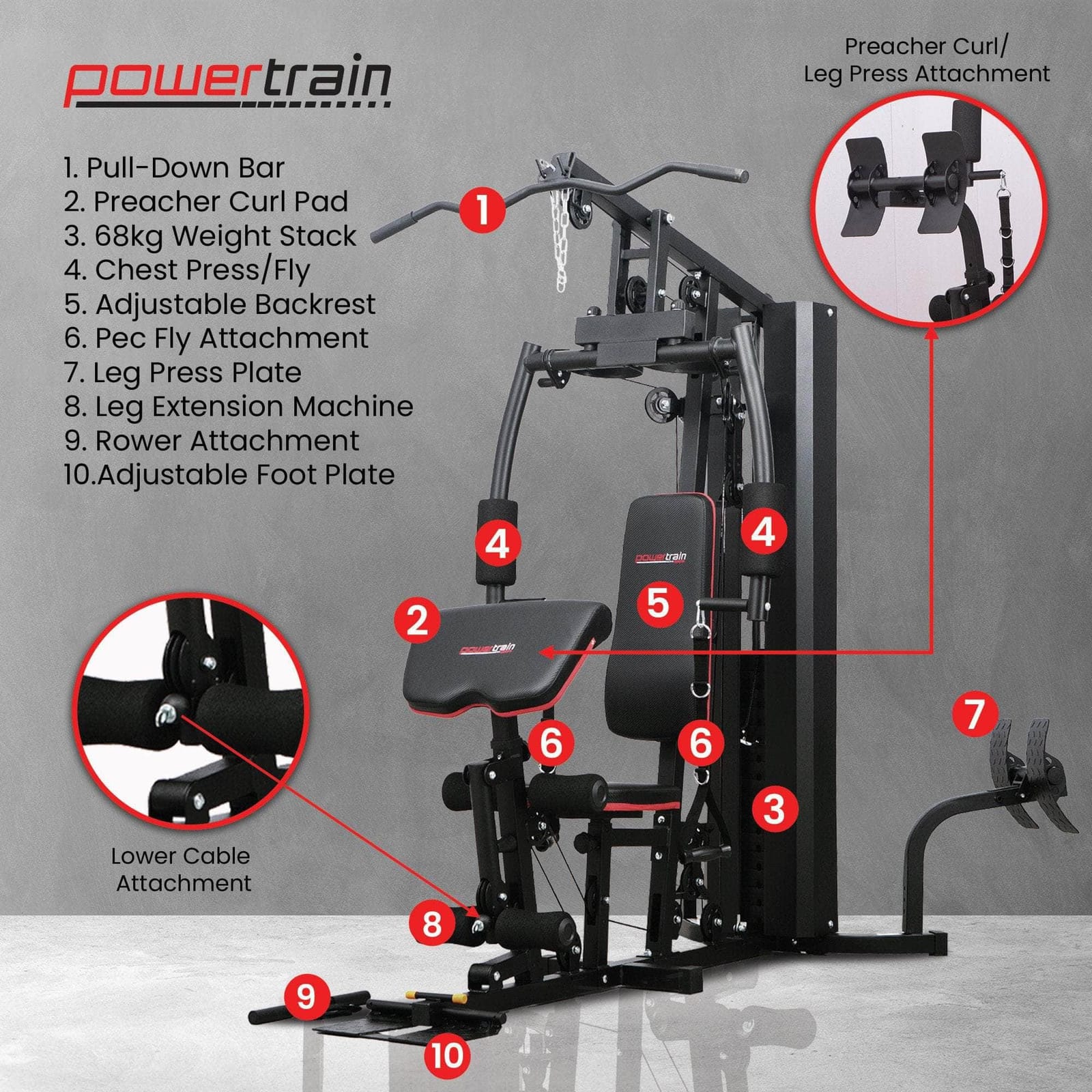 weights strength - JX-89 Multi Station Home Gym 68kg Weight Cable Machine - photo 11