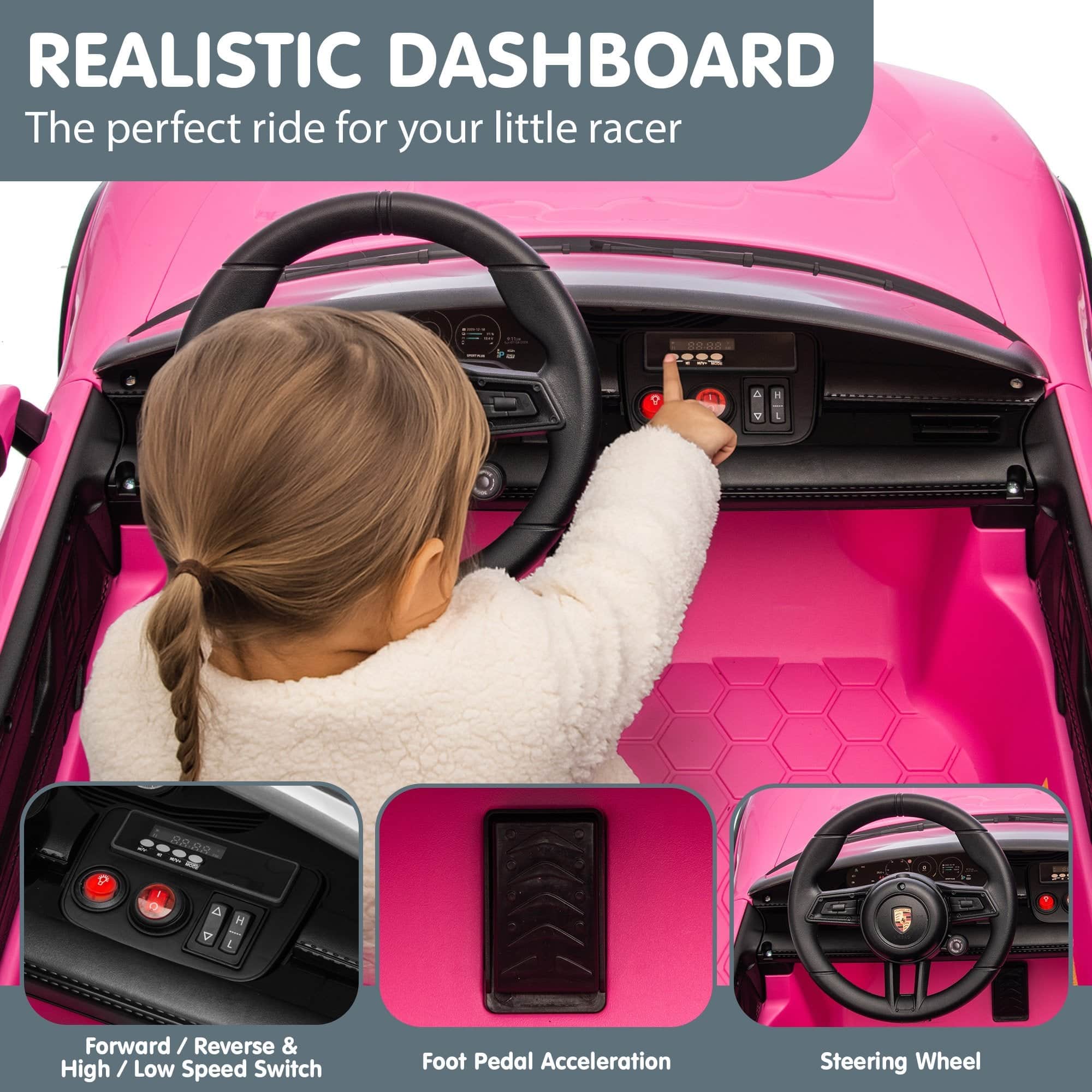 Kahuna Porsche Taycan Turbo S Kids Electric Ride On Car Remote Control 90W Four Wheel Suspens