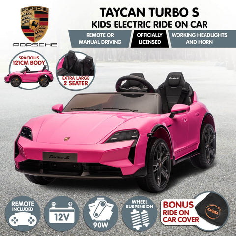 Kahuna Porsche Taycan Turbo S Kids Electric Ride On Car Remote Control 90W Four Wheel Suspens