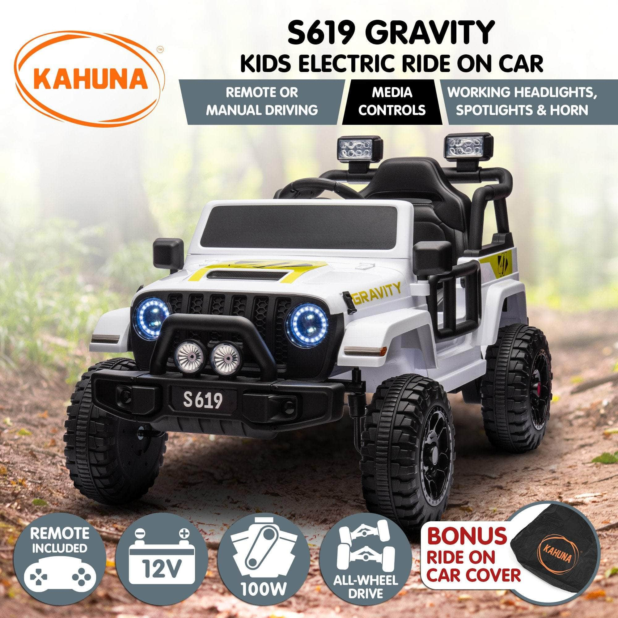 Kahuna S619 Gravity Kids Ride On Car Black