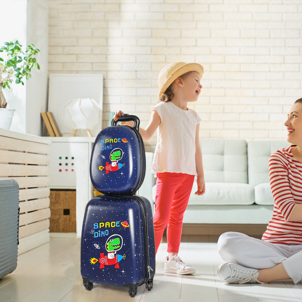 2-Piece Kids Luggage Set 16" & 13" Space Dino Travel Suitcase