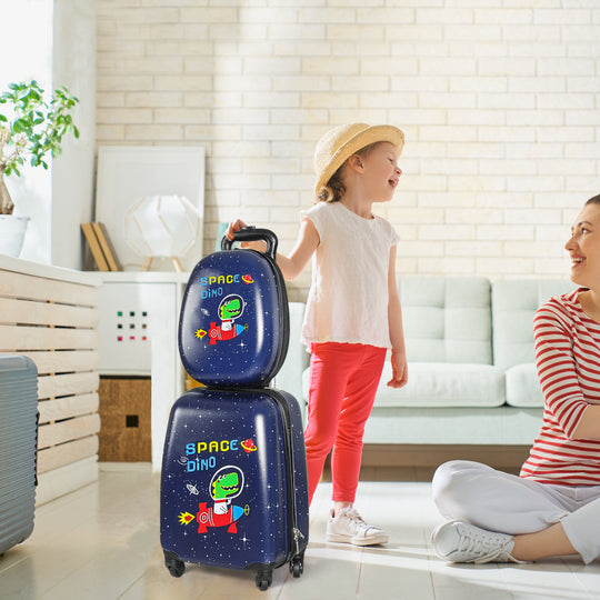 2-Piece Kids Luggage Set 16" & 13" Space Dino Travel