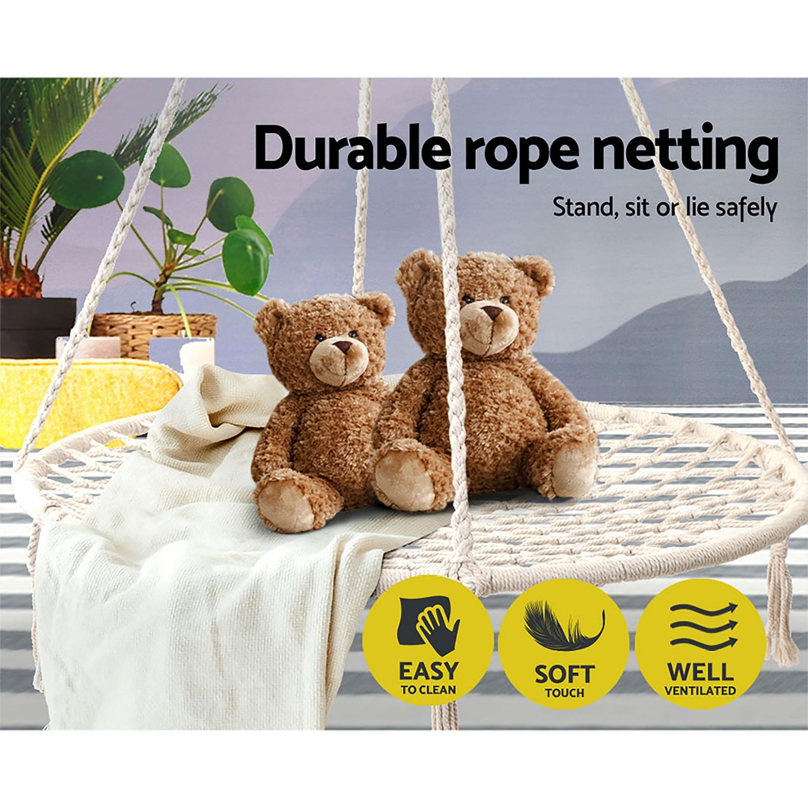 Hammock Chair Outdoor Tree Swing Nest Web Hanging Seat 100Cm, 100Cm