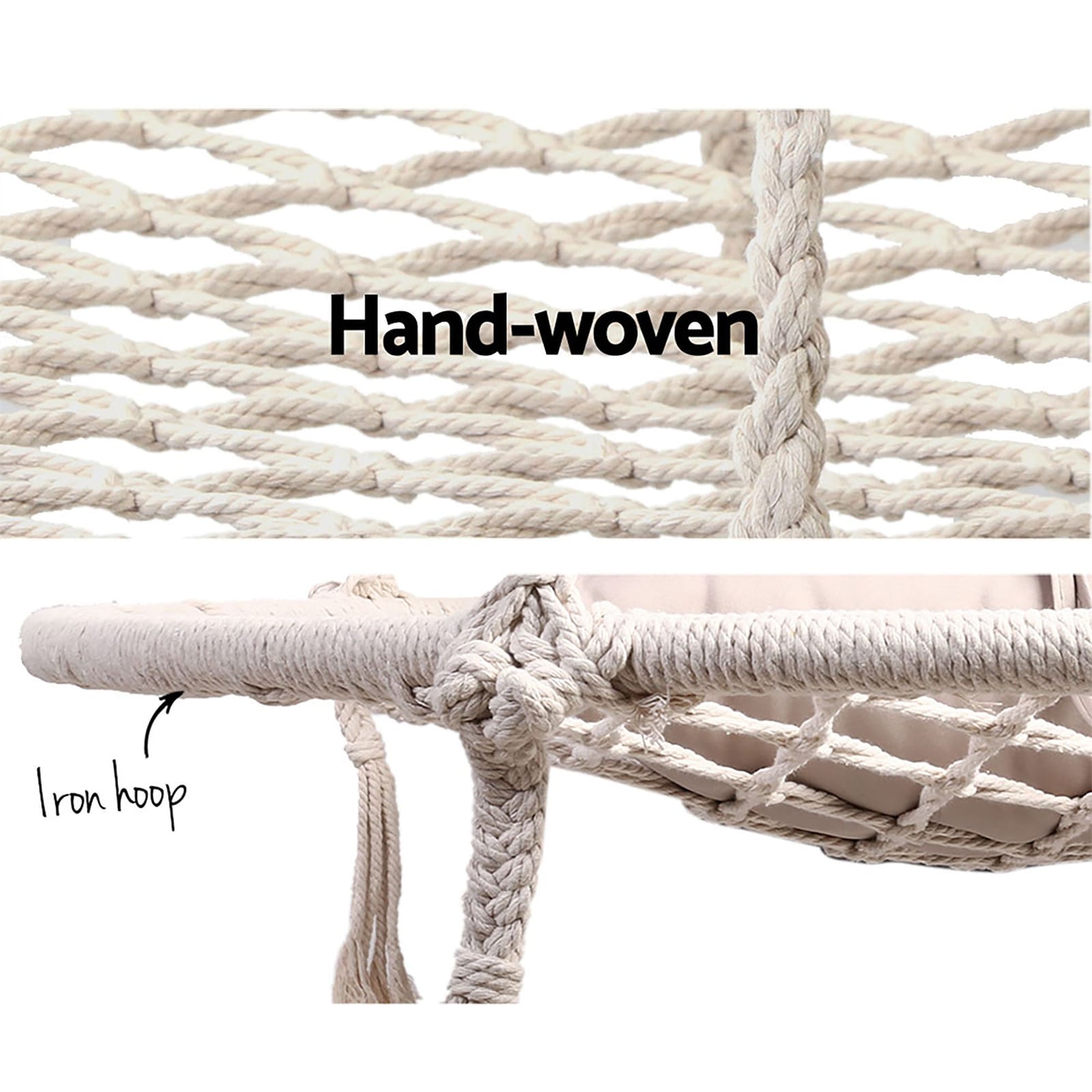 Hammock Chair Outdoor Tree Swing Nest Web Hanging Seat 100Cm - Outdoor Chairs