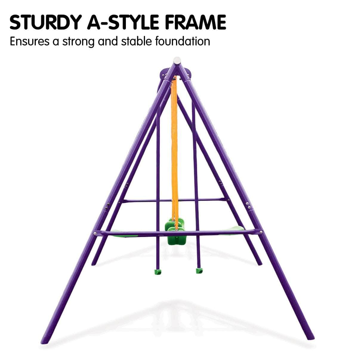 Kids 4-Seater Swing Set Purple Green, outdoor toys