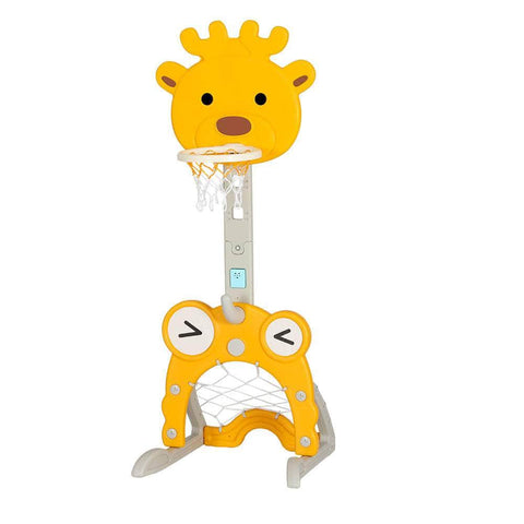 Keezi Kids Basketball Hoop Stand Adjustable 5-In-1 Sports Center Toys Set Yellow