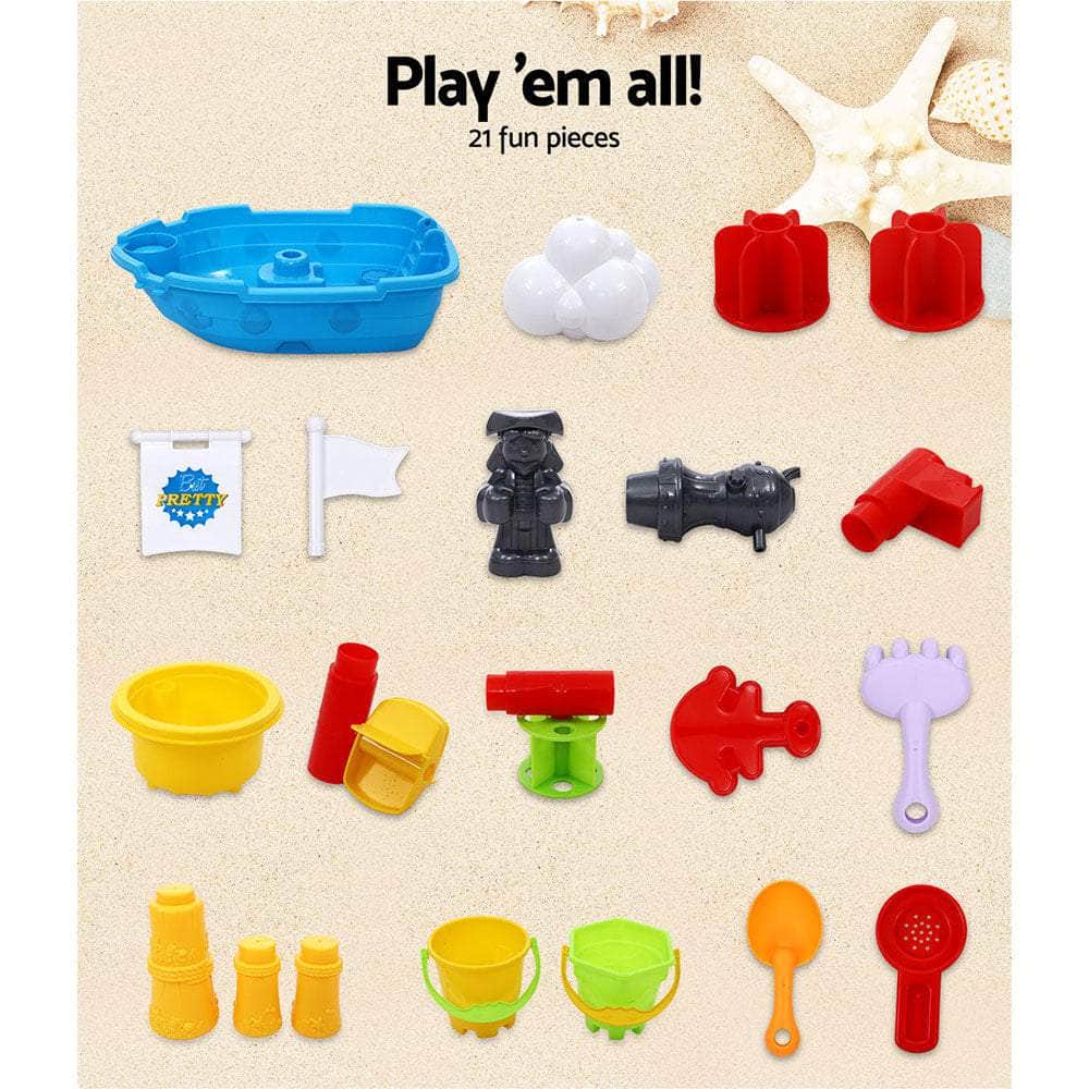 Kids Beach Sand and Water Toys Outdoor Table Pirate Ship Childrens Sandpit