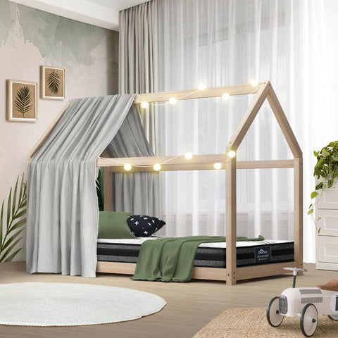 Kids Bed Frame With Single Mattress Set House Style