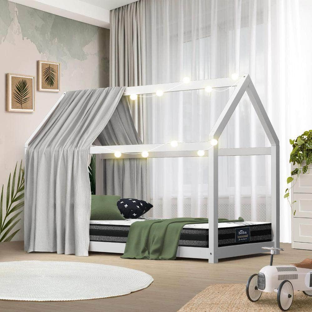 Kids Bed Frame With Single Mattress Set House Style