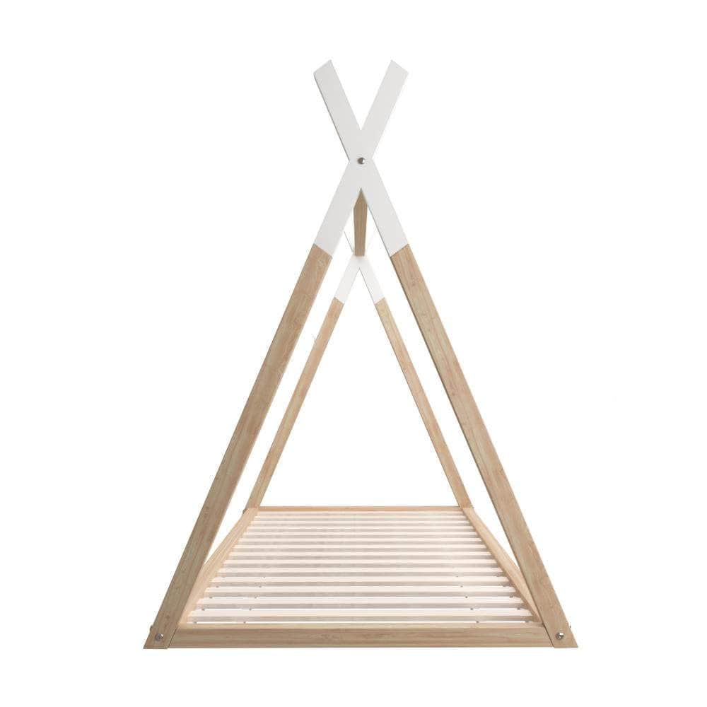 Kids Bed Frame With Single Mattress Set Teepee House Style