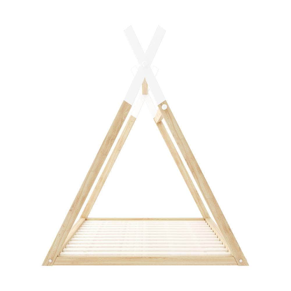 Kids Bed Frame Wooden Timber King Single Teepee House Frame Beds