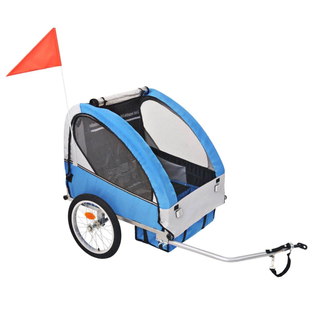 Kids' Bicycle Trailer Grey and Blue 30 kg