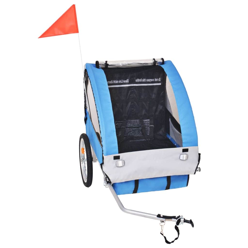 Kids' Bicycle Trailer Grey and Blue 30 kg