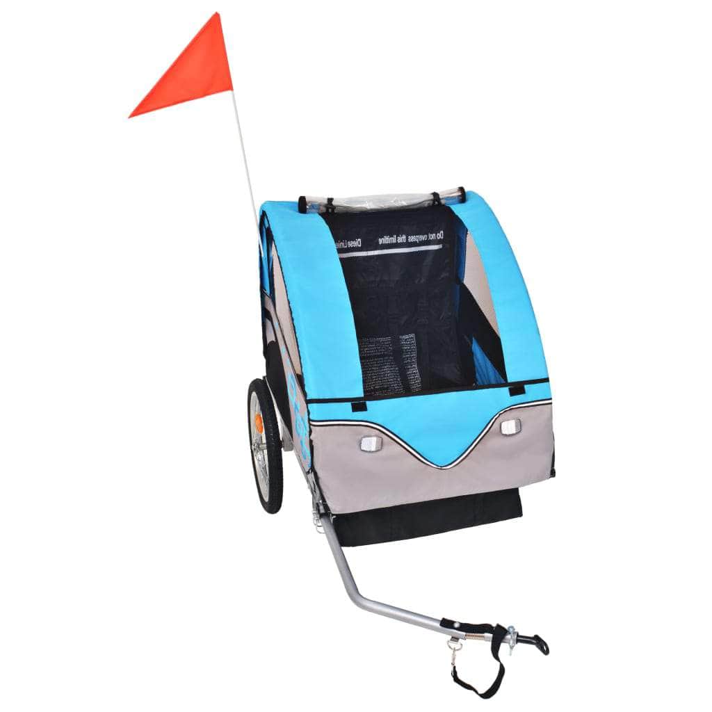 Kids' Bicycle Trailer Grey and Blue 30 kg