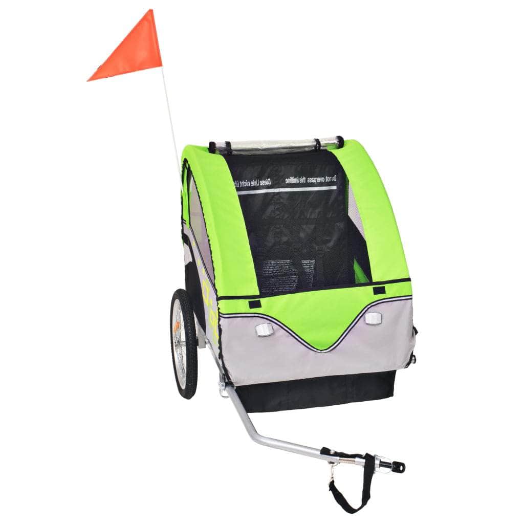 Kids' Bicycle Trailer Grey and Green 30 kg