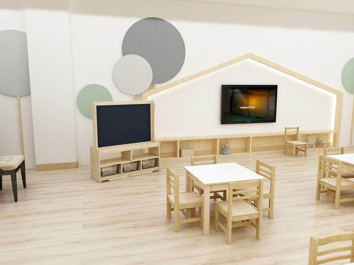 Kids Birch Plywood White Square Table - H54cm