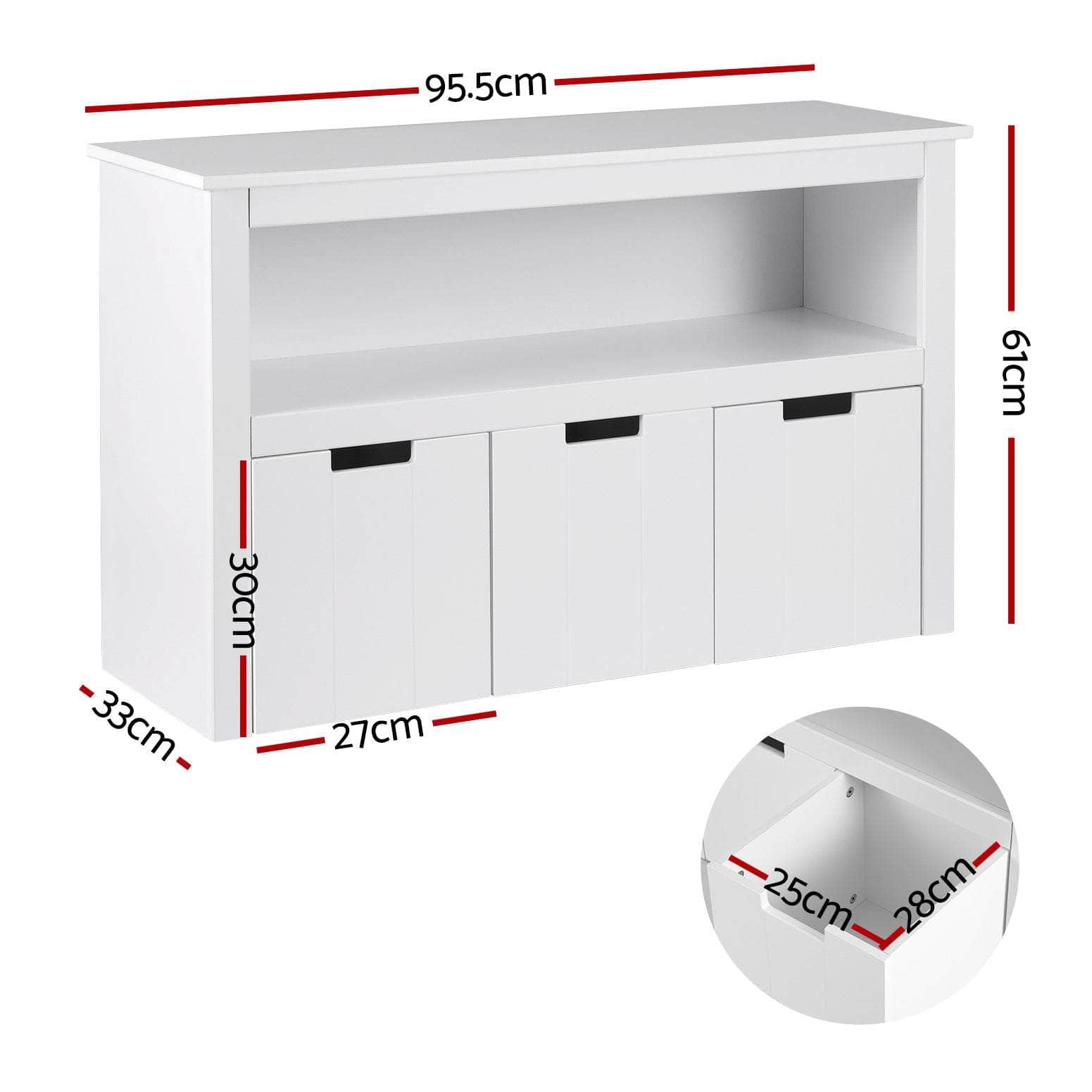 Kids Bookshelf 3 Drawers Storage Children Bookcase Toy Organiser Display