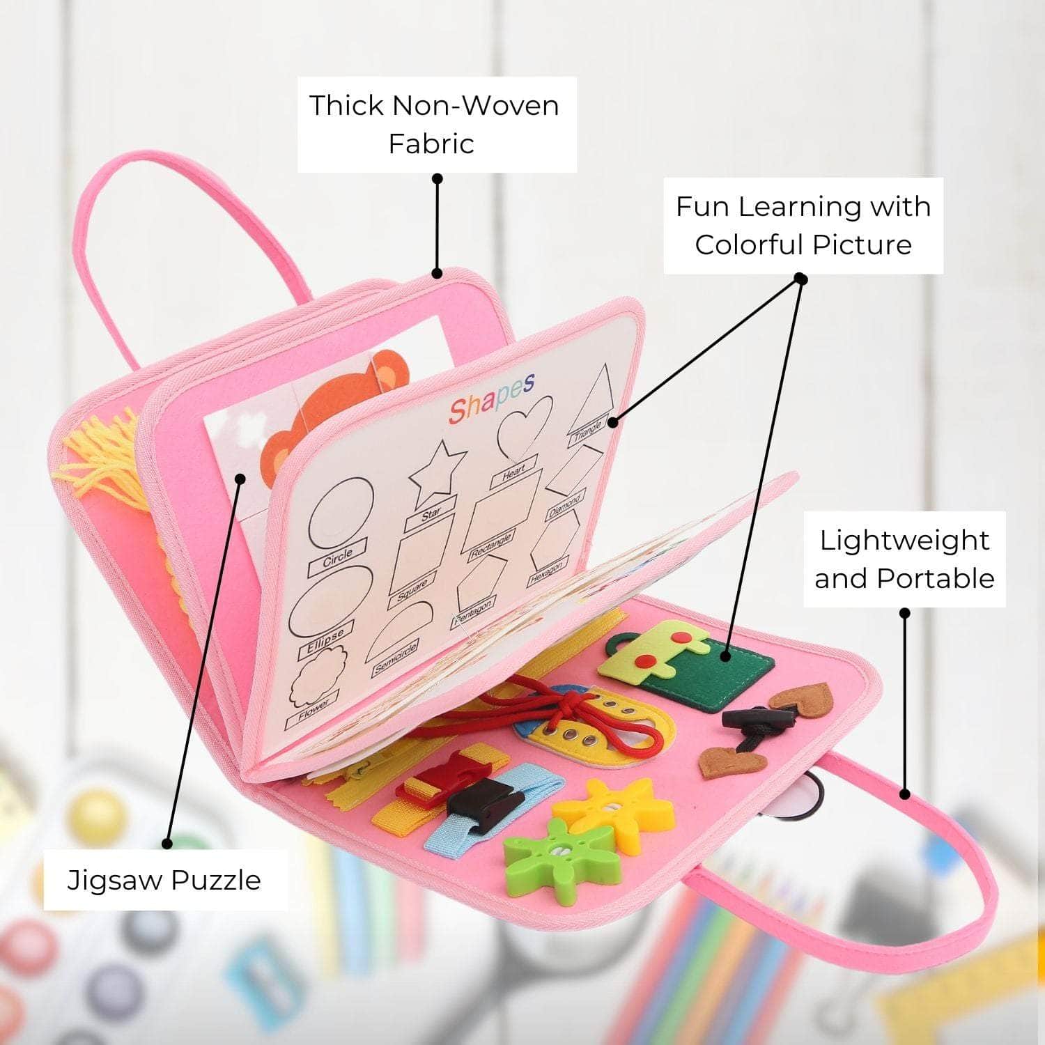 Kids Busy Board Learning Toys (Pink)