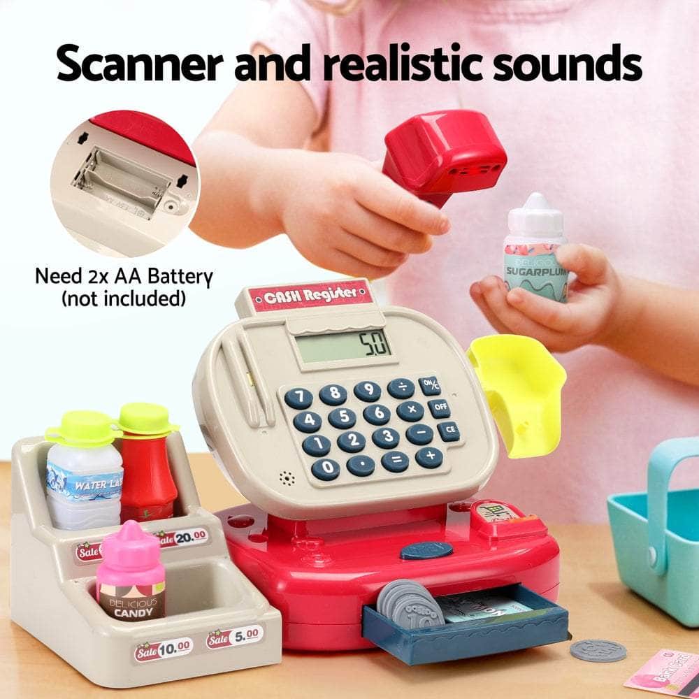 Kids Cash Register Calculator Pretend Play Shops Money Checkout Toys Set