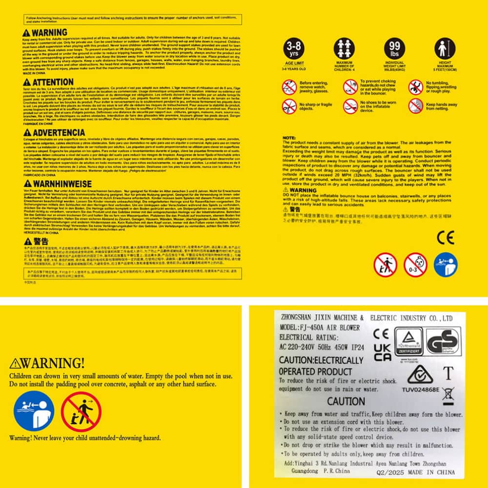 Kids Inflatable Pool Water Slide Cannon Splash Park Castle Outdoor Toys 427X374CM