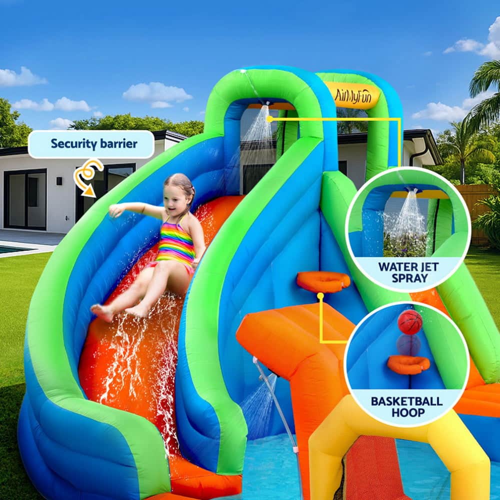 Kids Inflatable Pool Water Slide Cannon Splash Park Castle Outdoor Toys 427X374CM