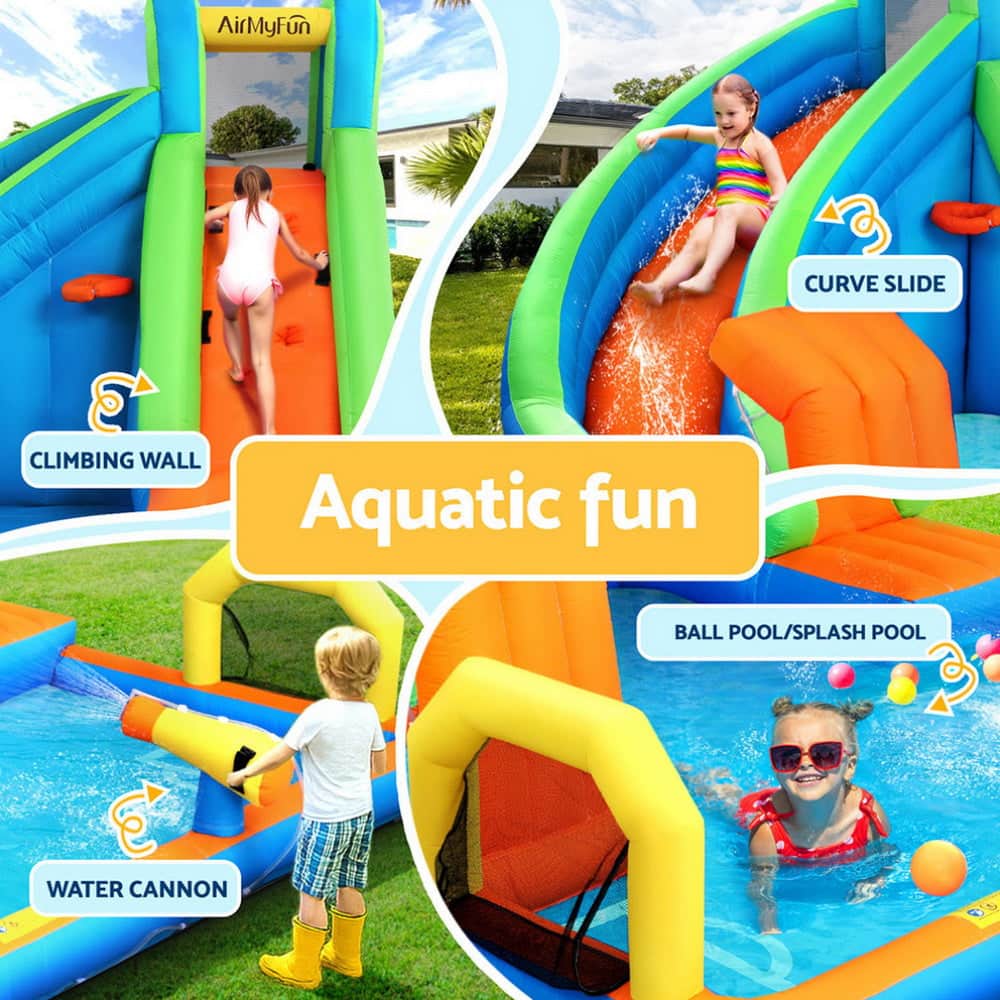 Kids Inflatable Pool Water Slide Cannon Splash Park Castle Outdoor Toys 427X374CM