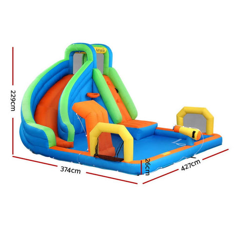 Kids Inflatable Pool Water Slide Cannon Splash Park Castle Outdoor Toys 427X374CM
