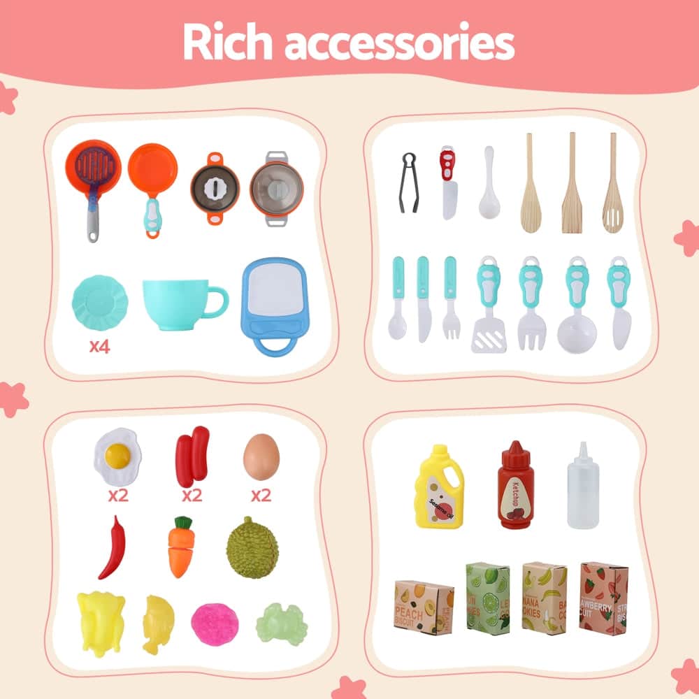 Kids Kitchen Pretend Play Set Cooking Sound Steam Light Function