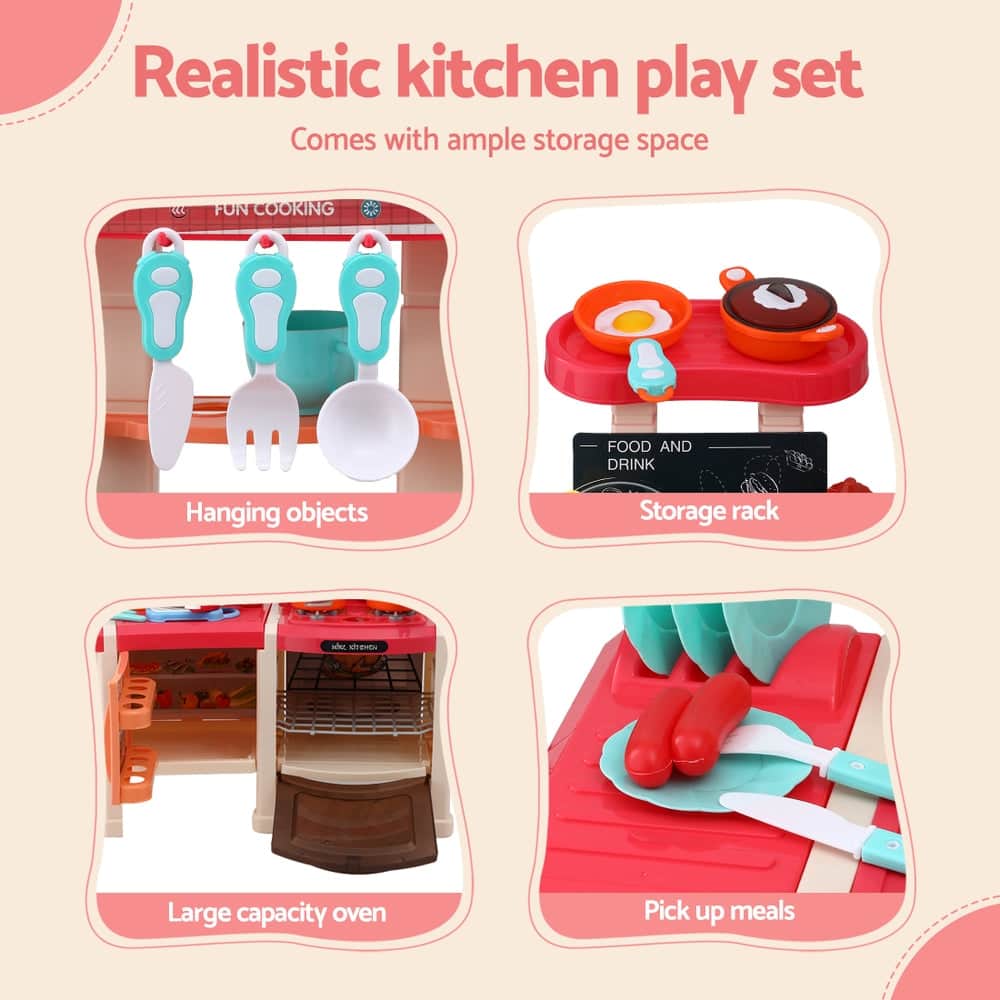 Kids Kitchen Pretend Play Set Cooking Sound Steam Light Function