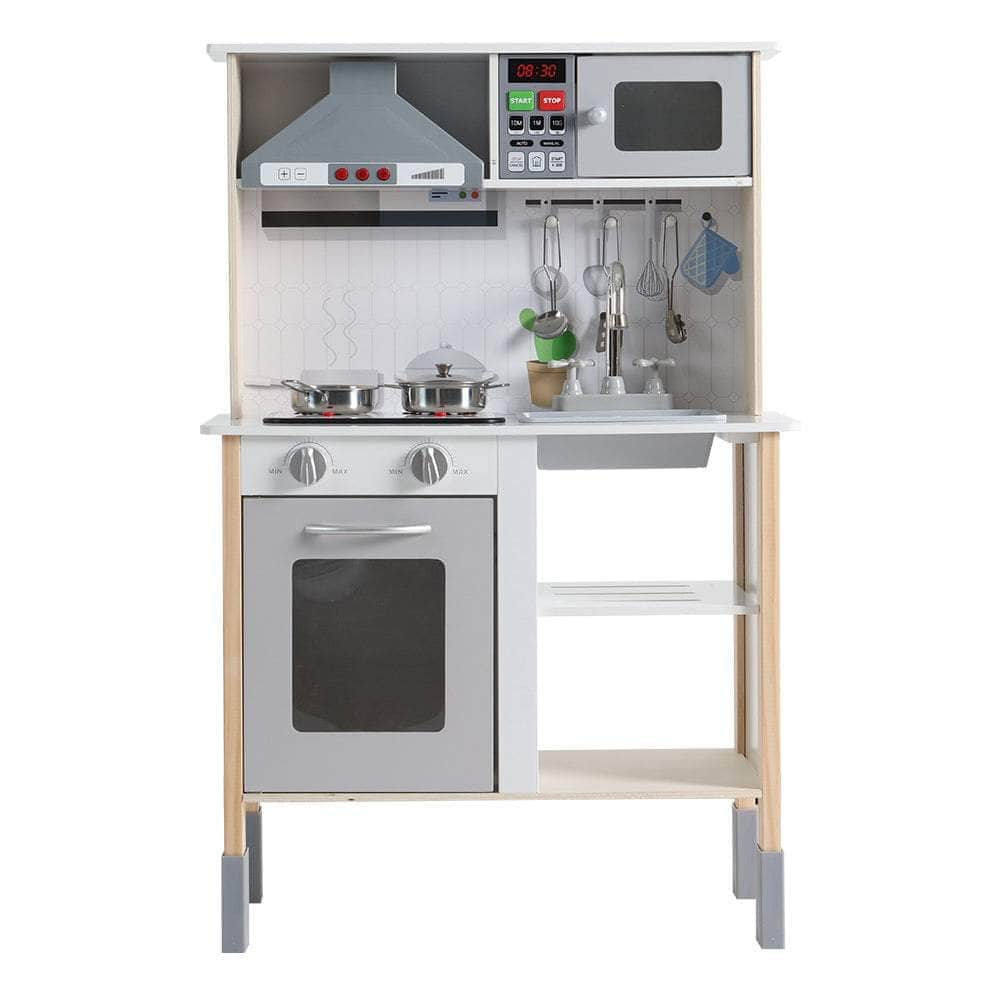 Kids Kitchen Set Pretend Play Wooden Toys Cooking Cookware Childrens Toy