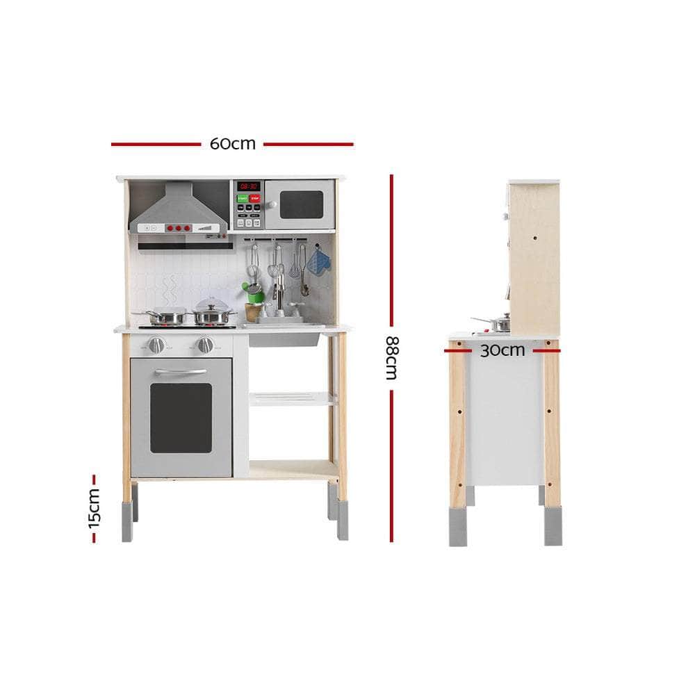 Kids Kitchen Set Pretend Play Wooden Toys Cooking Cookware Childrens Toy