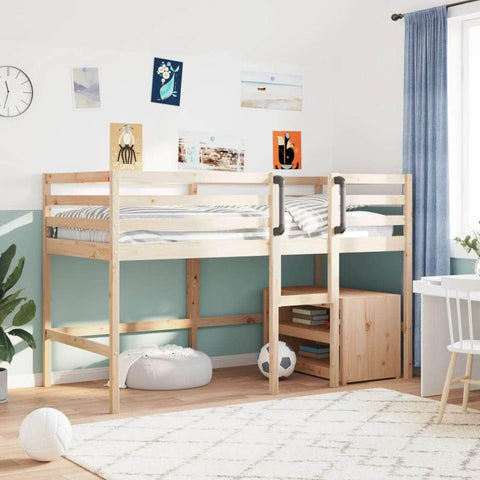 Kids' Loft Bed without Mattress Single Solid Wood Pine