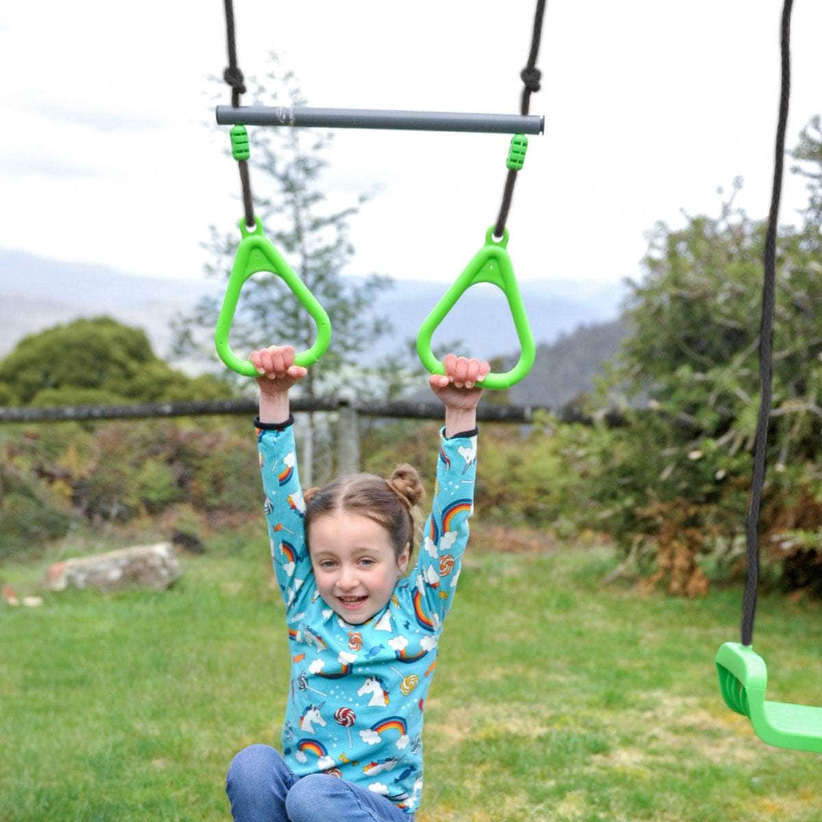 Kids Lynx 4 Station Swing Set With Slippery Slide