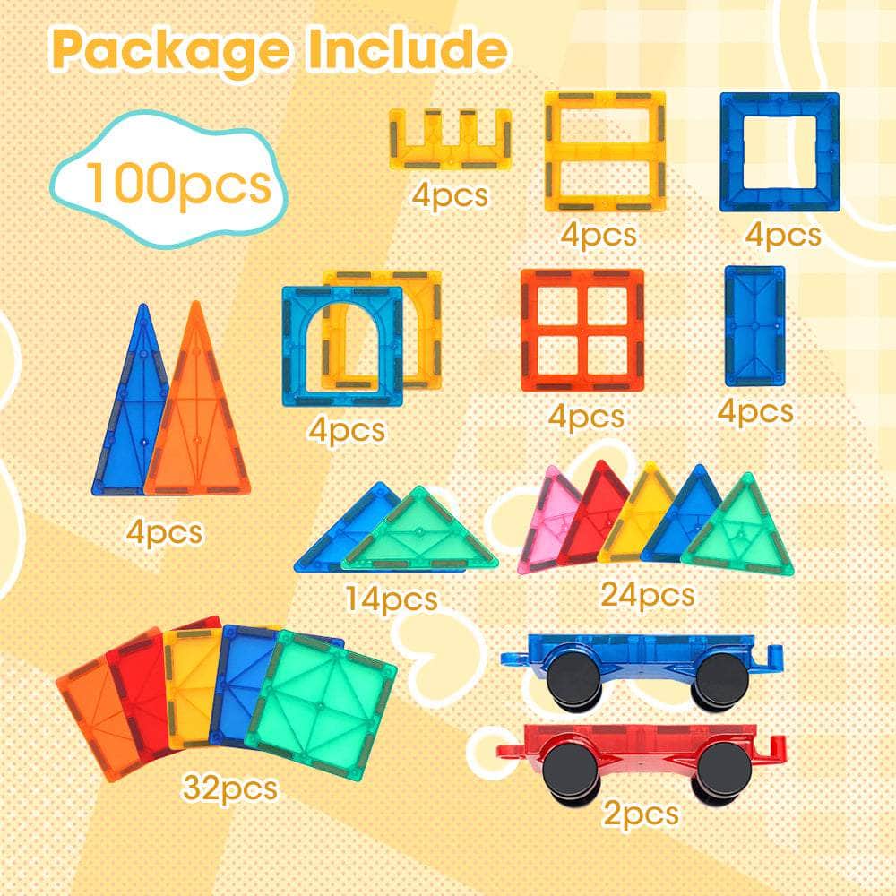 Kids Magnetic Tiles Blocks Building Educational Toys 100PCS