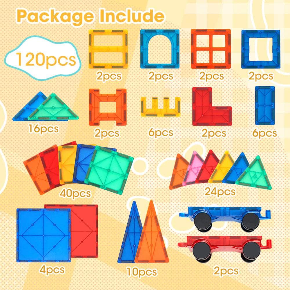 Kids Magnetic Tiles Blocks Building Educational Toys 120PCS