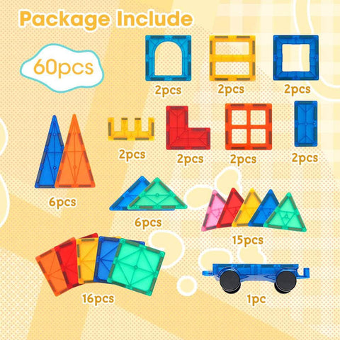 Kids Magnetic Tiles Blocks Building Educational Toys 60PCS