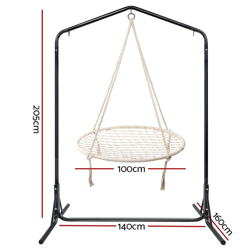 Kids Outdoor Nest Spider Web Swing Hammock Chair With Stand Garden 100Cm