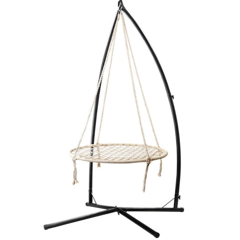 Hammock Chair Nest Web Outdoor Swing With Steel Stand 100Cm