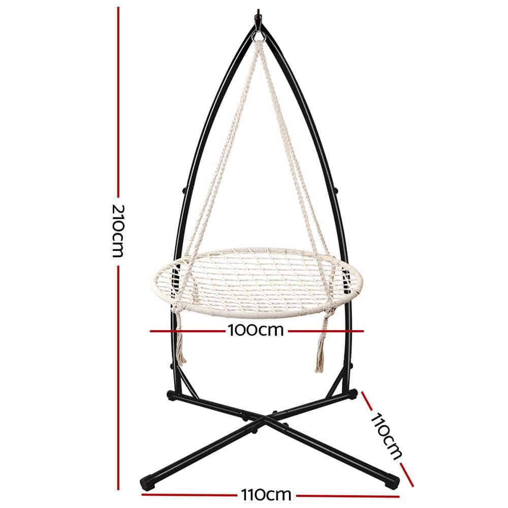 Kids Outdoor Nest Spider Web Swing Hammock Chair With Steel Stand 100Cm