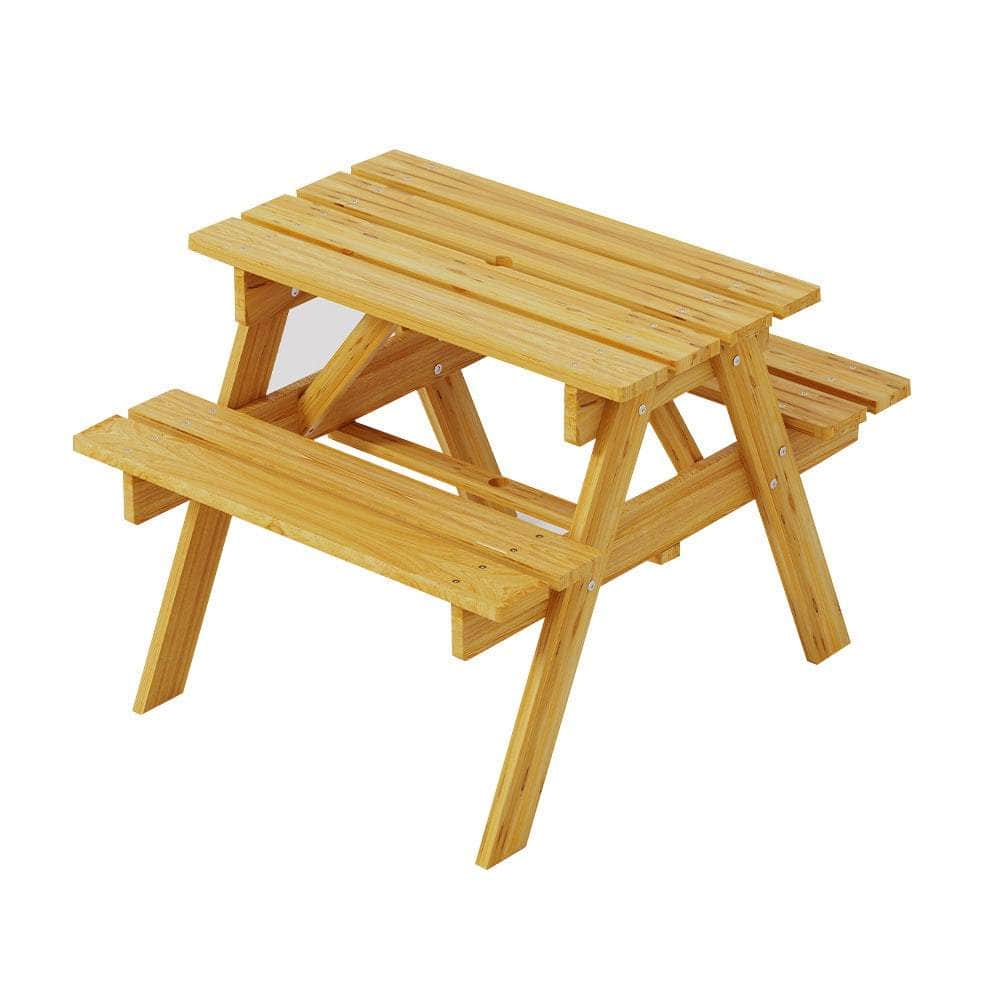 Kids Outdoor Table and Chairs Picnic Bench Seat Umbrella Children Wooden