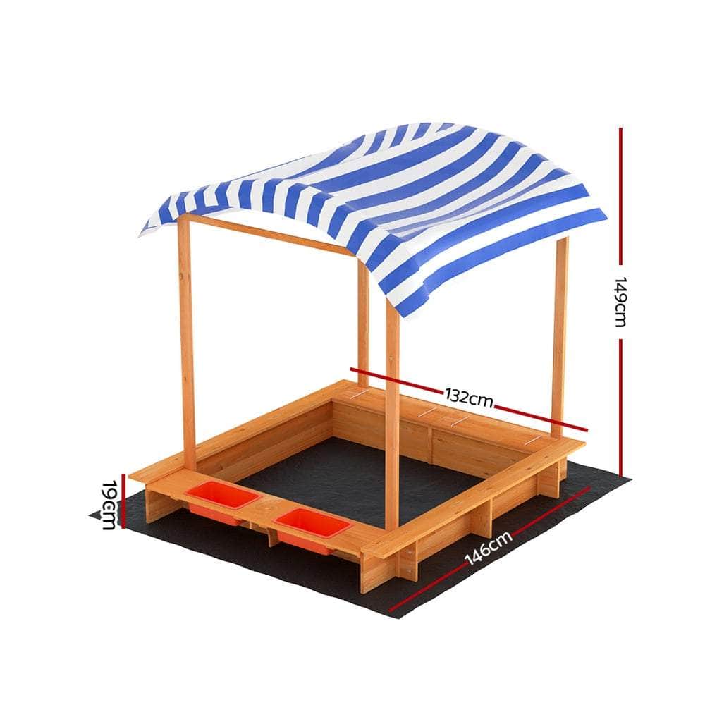 Kids Outdoor Toys Wooden SandPit Water Box Canopy (149cm)