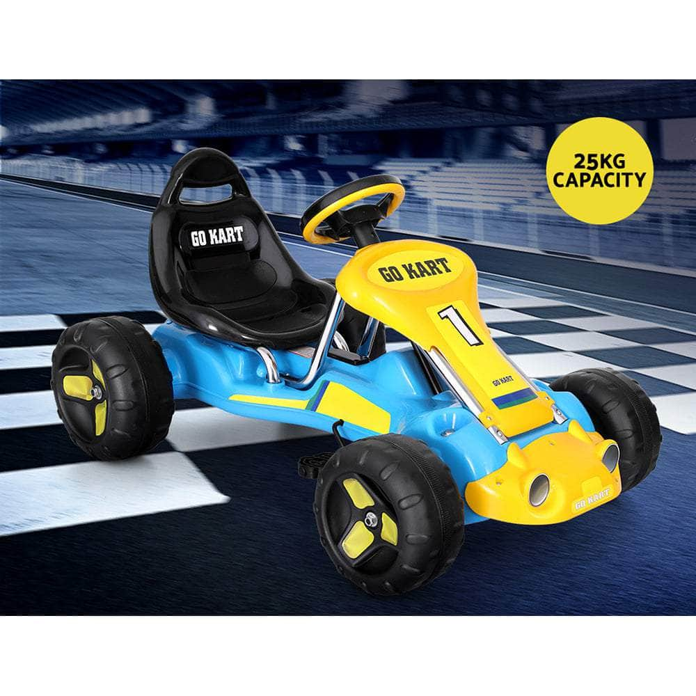 Kids Pedal Go Kart Ride On Toys Racing Car Plastic Tyre Black/Blue